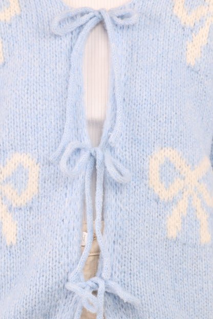Vienna Bow Cardigan - Pale Blue