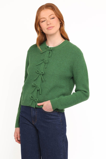 Wilde Bow Front Cardigan - Green