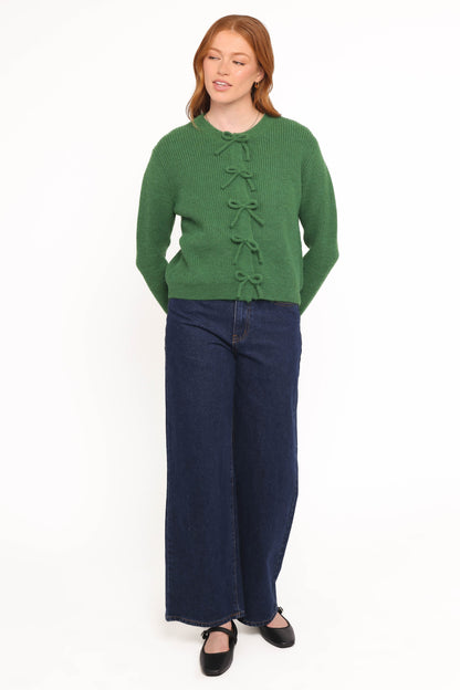 Wilde Bow Front Cardigan - Green