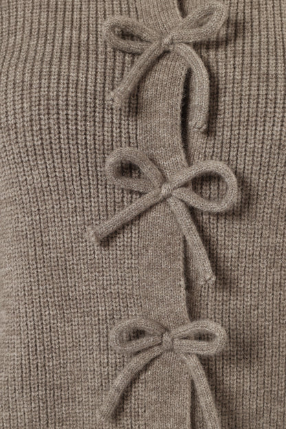 Wilde Bow Front Cardigan - Light Grey