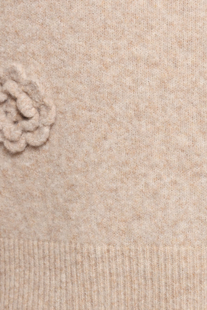 Wynne All Over Flower Knit Sweater - Light Taupe