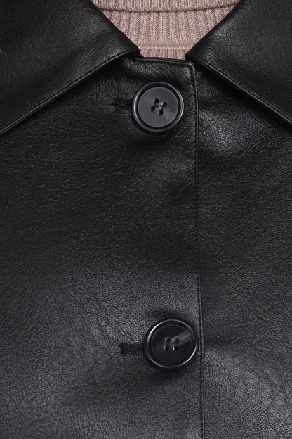 Hope Crop Faux Leather Jacket - Black