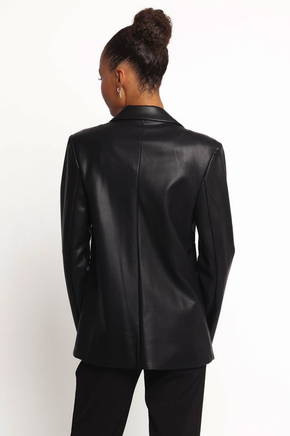 Jamie Faux Leather Blazer - Black