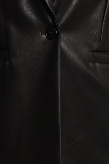 Jamie Faux Leather Blazer - Black