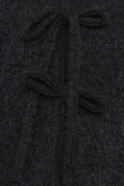 Kimmy Bow Oversized Cardigan - Black