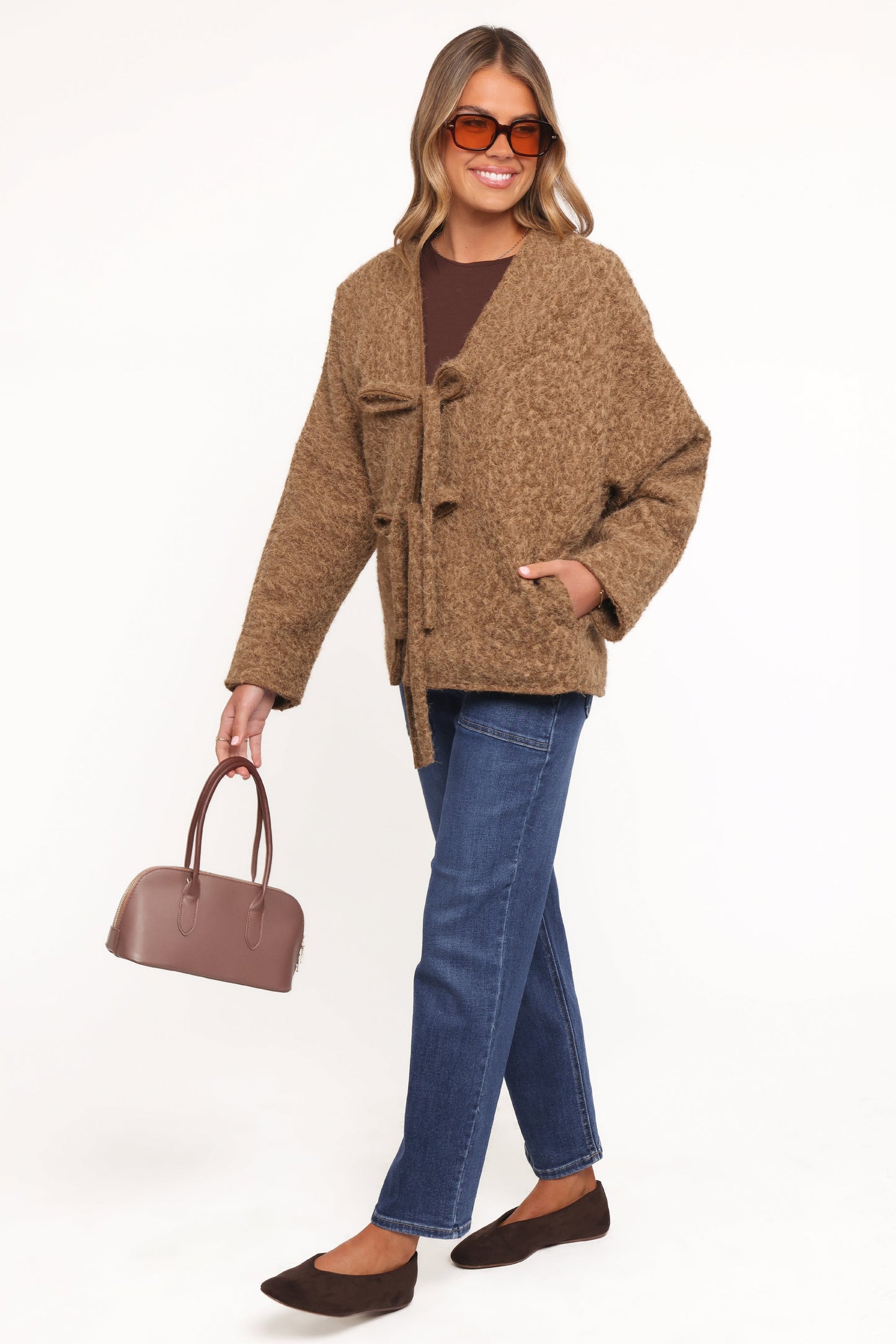 Kimmy Bow Oversized Cardigan - Moss