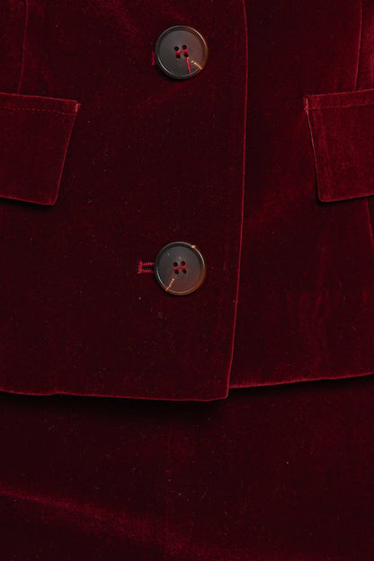 Lainey Velvet Cropped Jacket - Burgundy