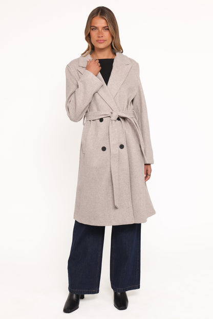 Nina Fur Collar Tie Waist Coat - Cream