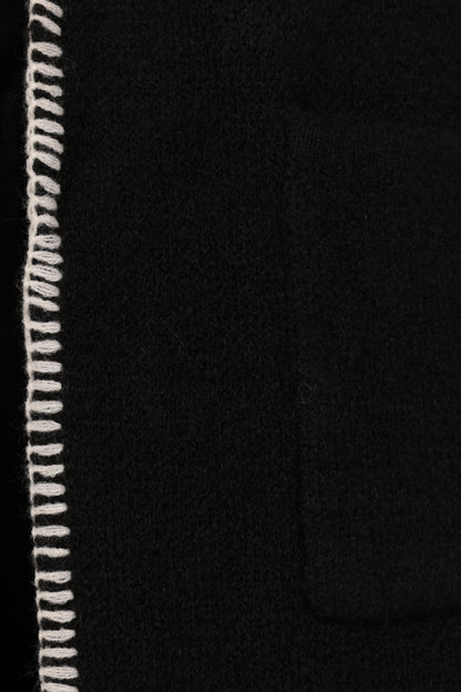 Oaklynn Contrast Stitch Coatigan - Black