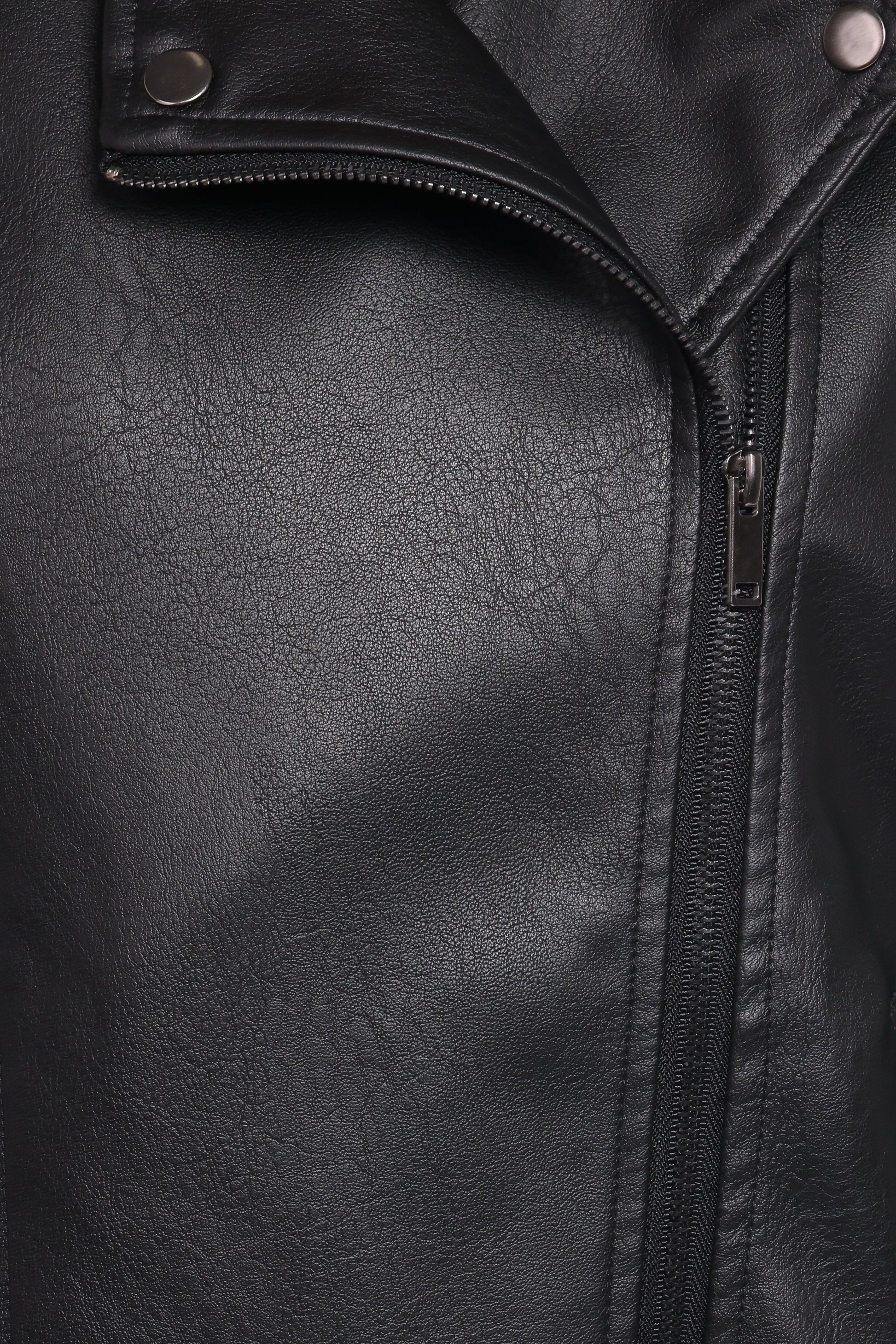 Parsons Oversized Faux Leather Moto Jacket - Black