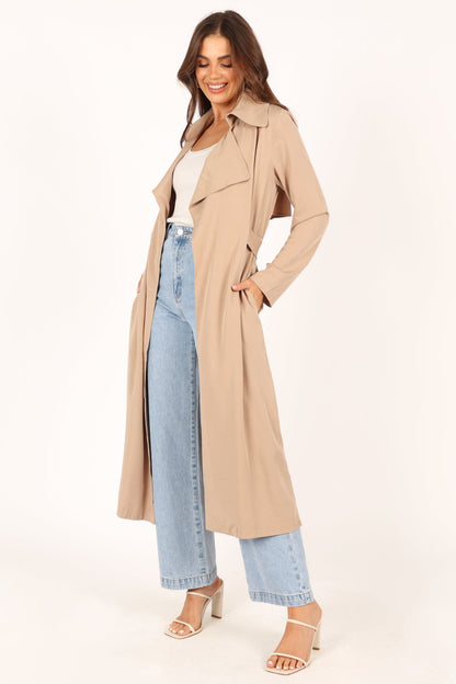 Robyn Tie Front Trench Coat - Beige