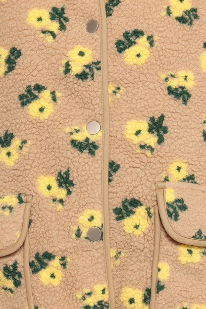 Roux Flower Print Shearling Jacket - Taupe