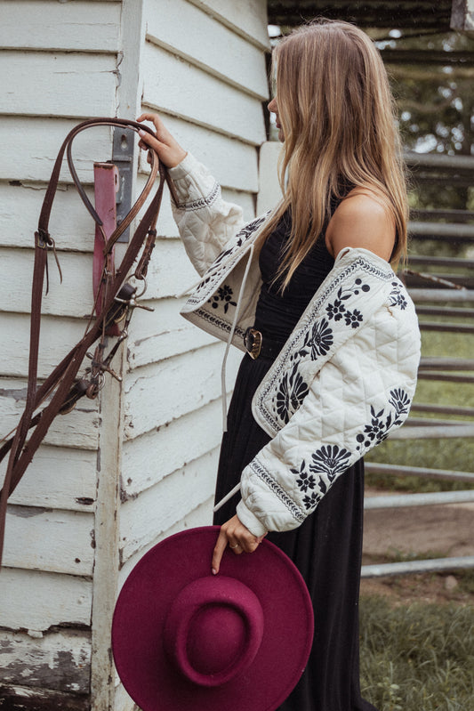Vako Quilted Embroidered Jacket - Light Taupe