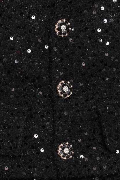 Valentina Cropped Blazer - Black Sequin
