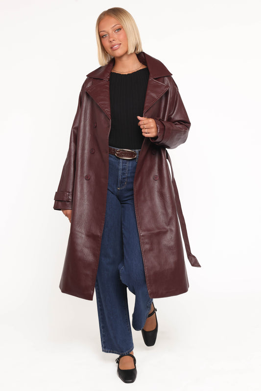 Vita Faux Leather Jacket - Burgundy