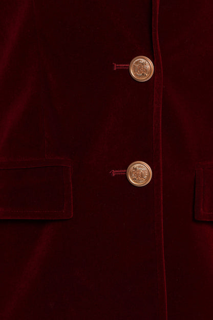 Zpya Single Button Velvet Blazer - Berry