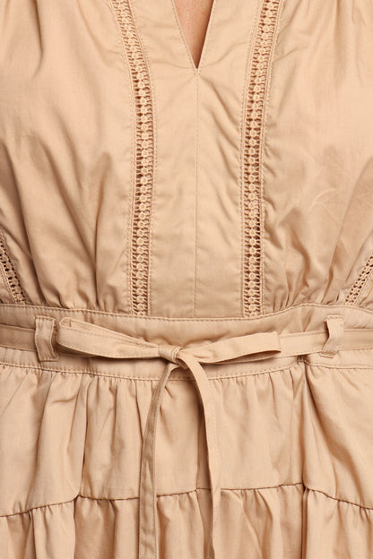 Cheyenne Tie Waist Romper - Taupe
