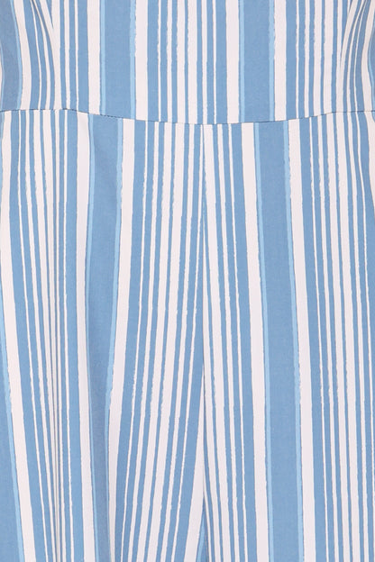 Ella Tie Shoulder Jumpsuit - Blue/White Stripe