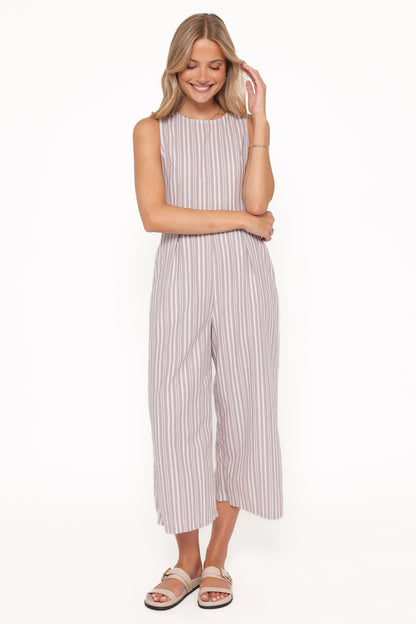 Ester Jumpsuit - Beige/White Stripe