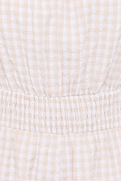Felicity Romper - Beige Gingham