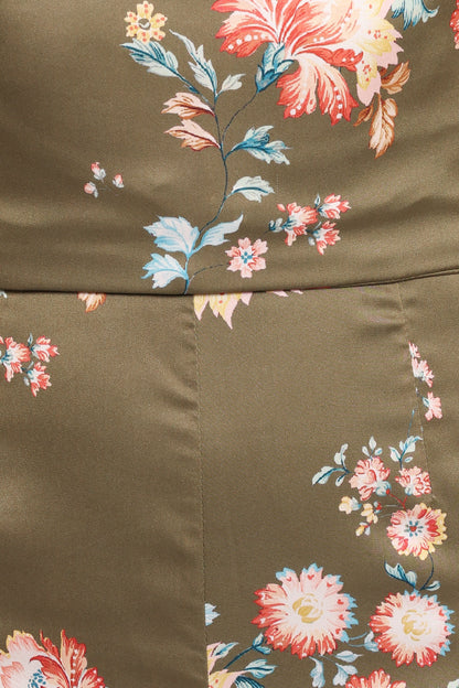 Holly Halterneck Jumpsuit - Olive Floral