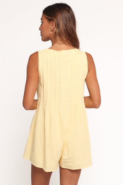 Kallie Tie Front Romper - Butter Yellow