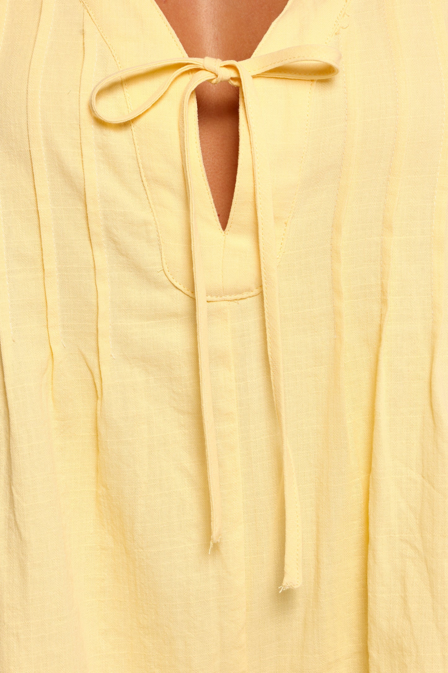 Kallie Tie Front Romper - Butter Yellow