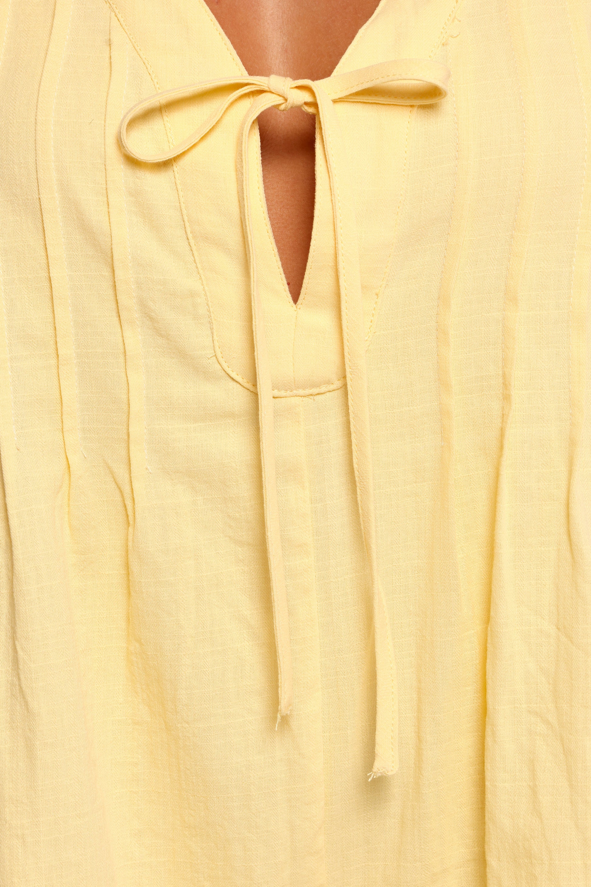Kallie Tie Front Romper - Butter Yellow