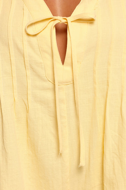 Kallie Tie Front Romper - Butter Yellow