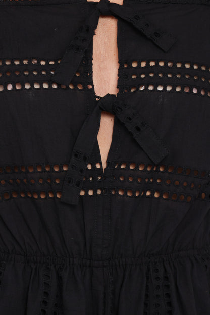 Morena Eyelet Romper - Black