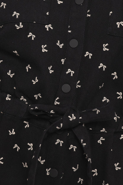 Niqui Long Sleeve Romper - Black Cream
