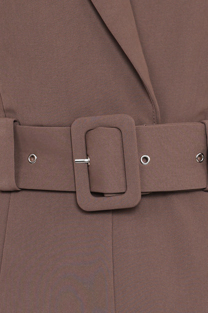 Sienna Belted Jumpsuit - Khaki Brown