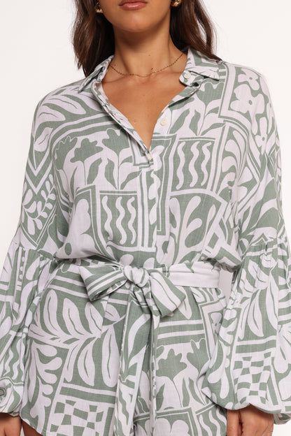 Tansy Romper - Sage Print