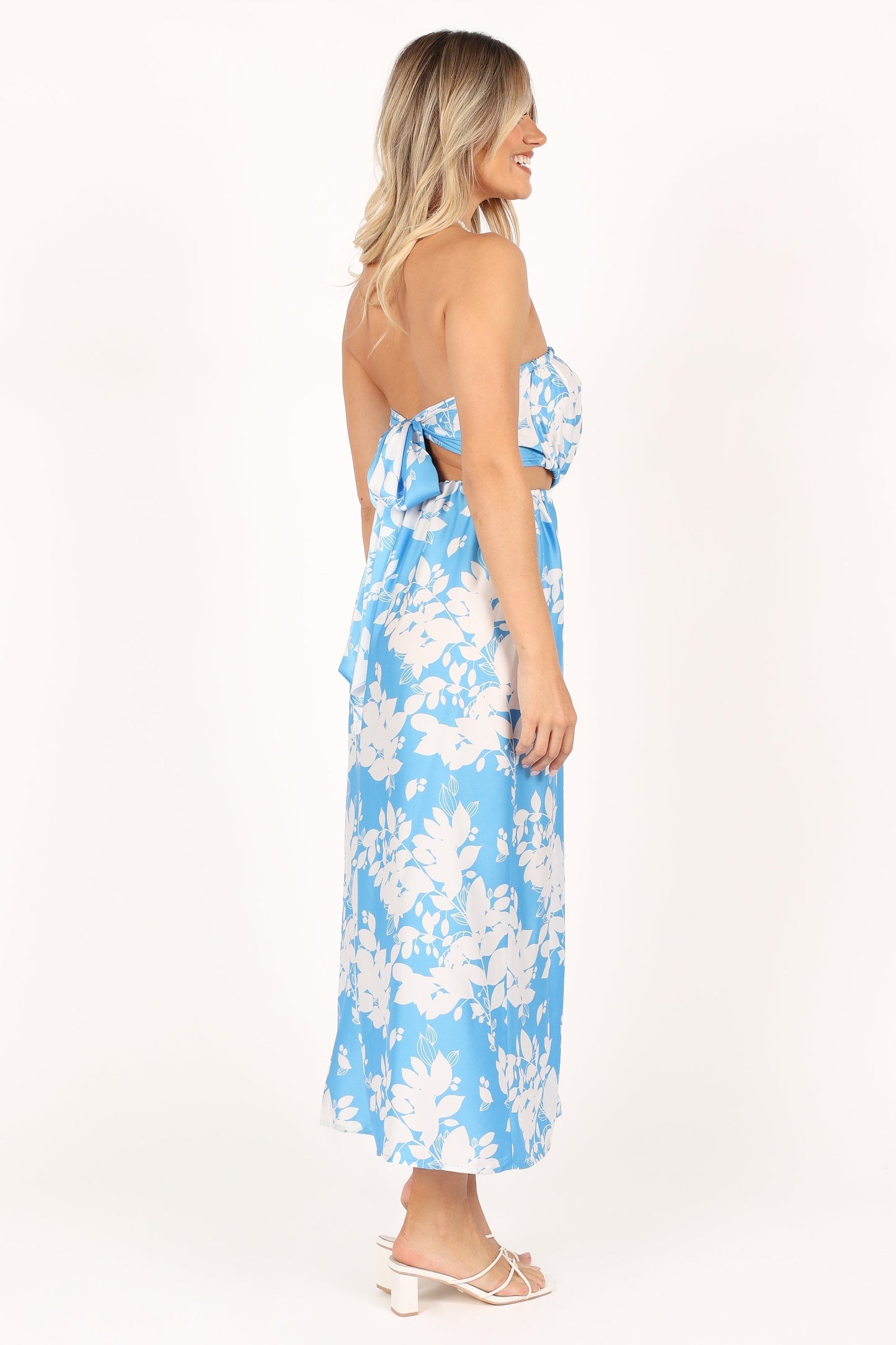 Elodie Tube Belted Jumpsuit - Blue/White