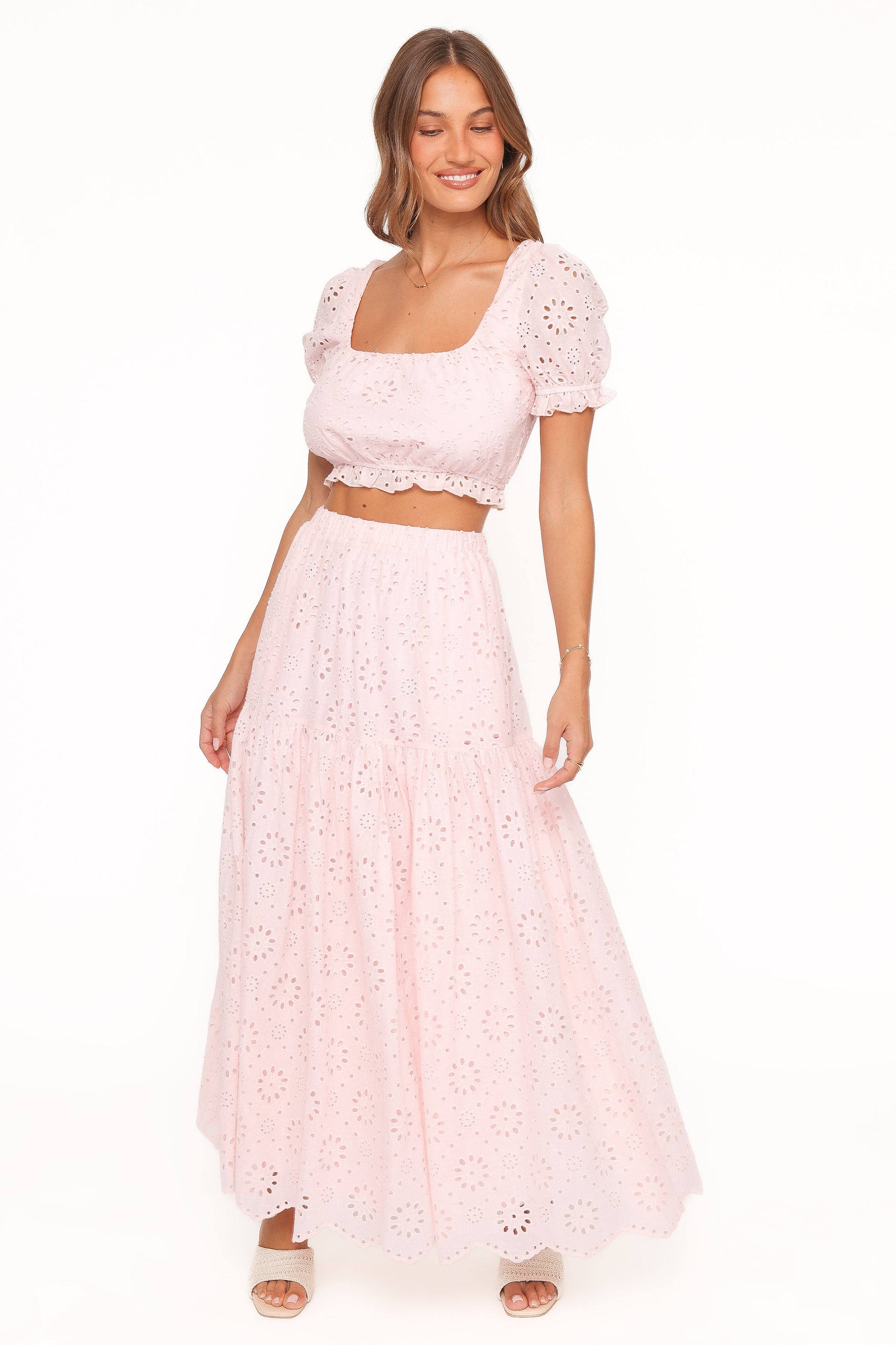 Angelina Skirt Set - Pink Broiderie