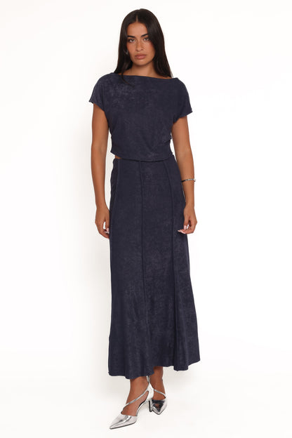 Aria Maxi Skirt Set - Denim Blue