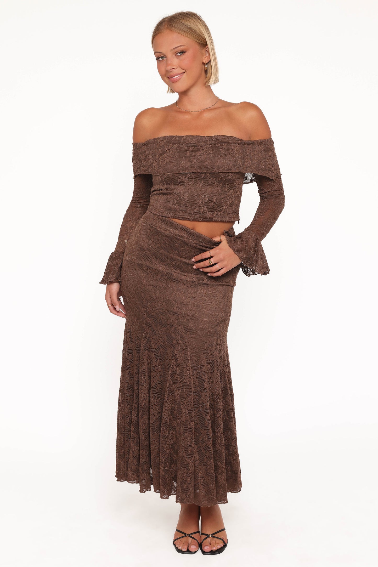 Bromley Lace Skirt Set - Brown
