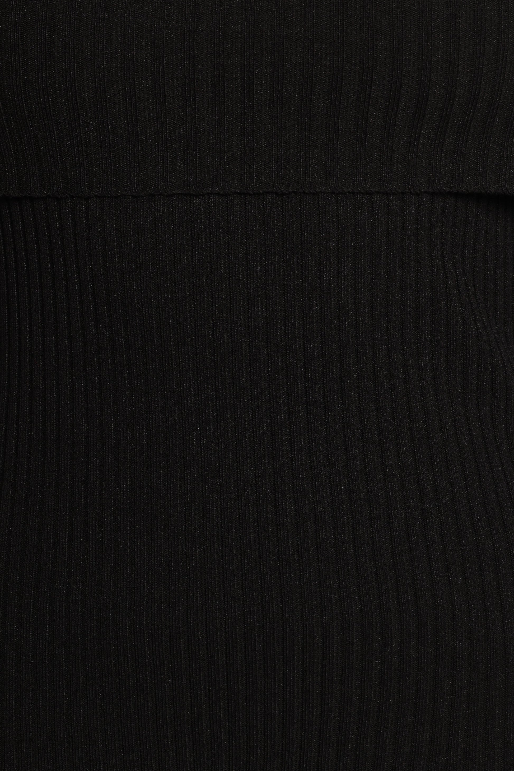 Gindie Ribbed Knit Off The Shoulder Pant Set - Black