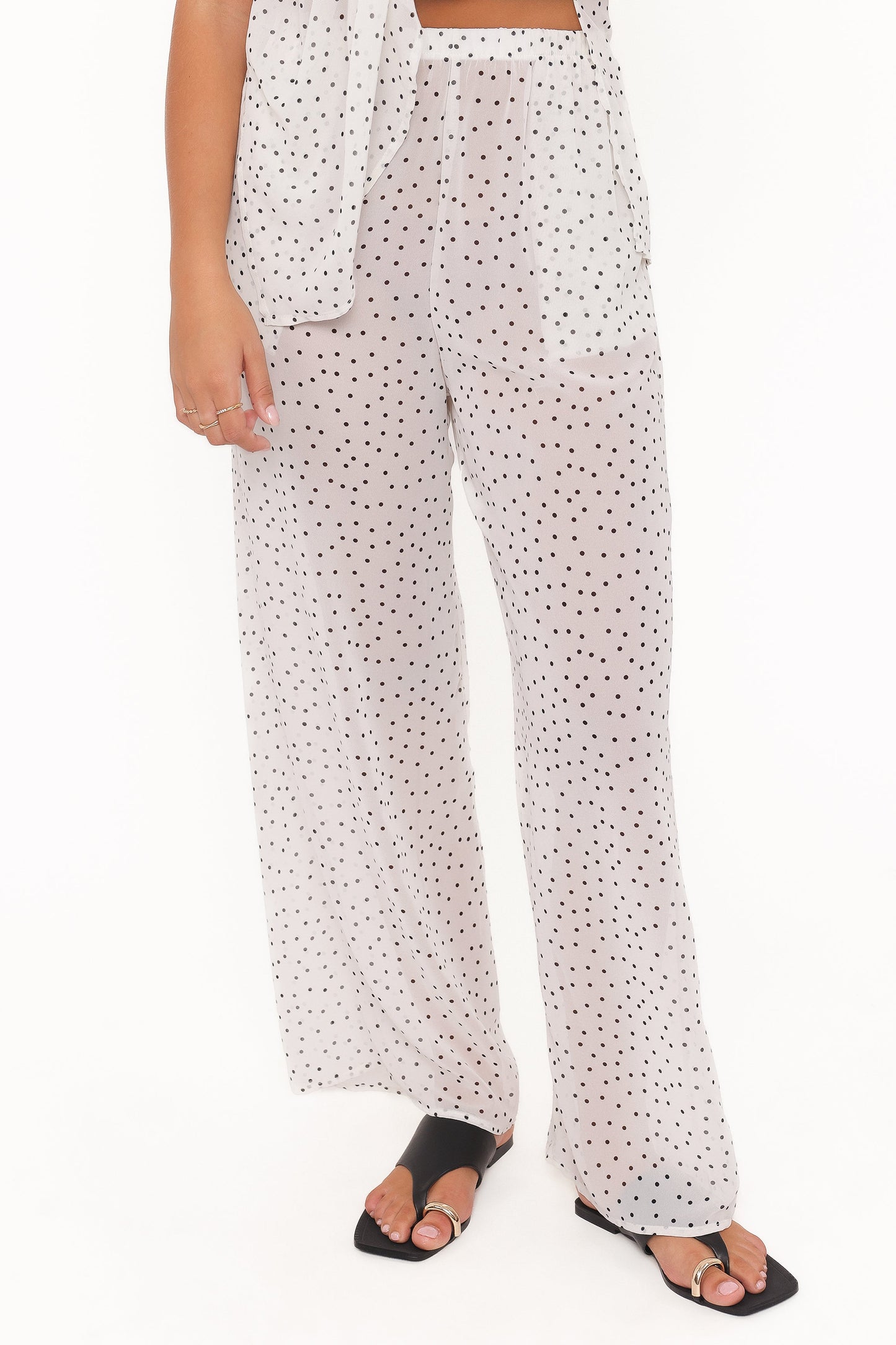 Hazel Pant Set - Cream Polka Dot