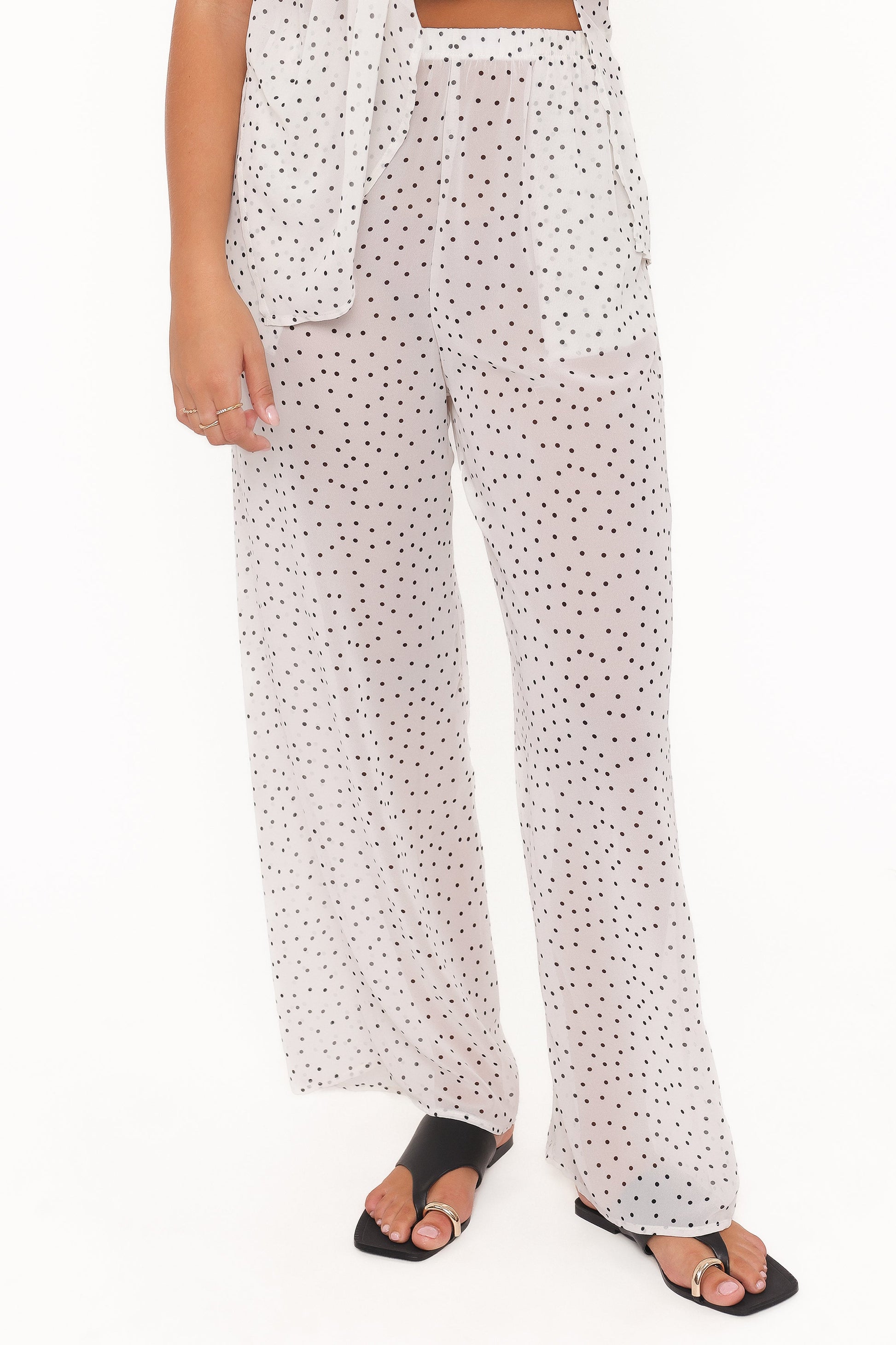 Hazel Pant Set - Cream Polka Dot