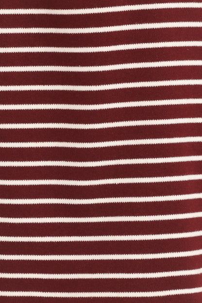 Hellen Stripe Short Set - Burgundy Cream Stripe