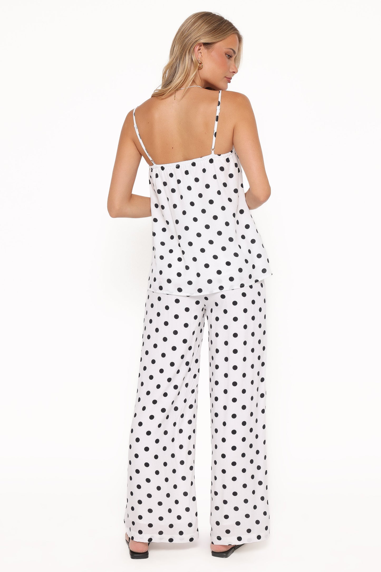 Kristy Pant Set - White/Black Polka Dot