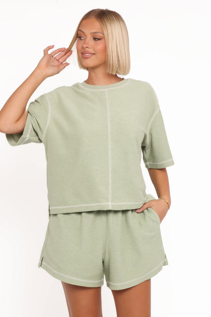 Melody Knit Short Set - Matcha