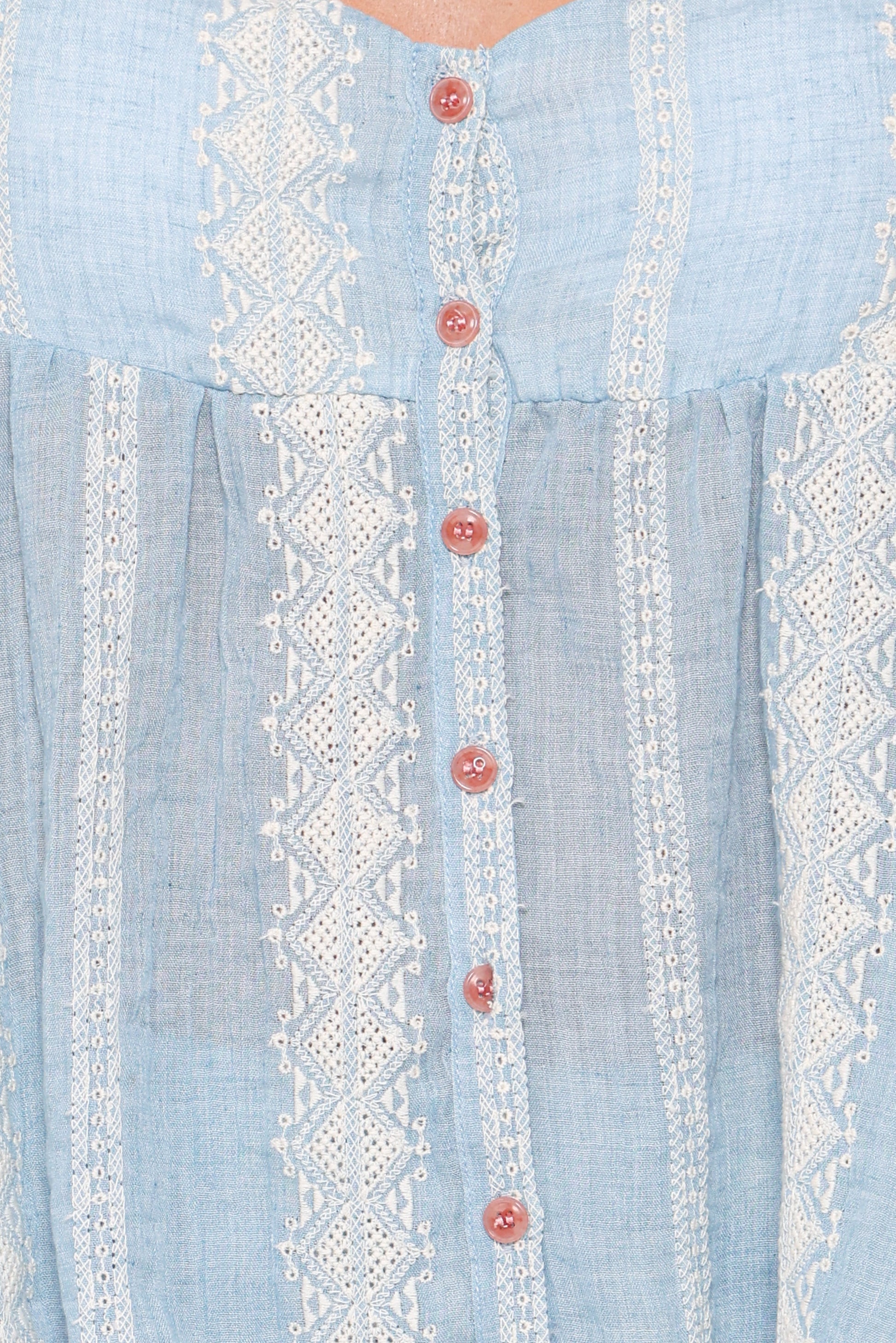 Mila Embroidered Pant Set - Light Blue
