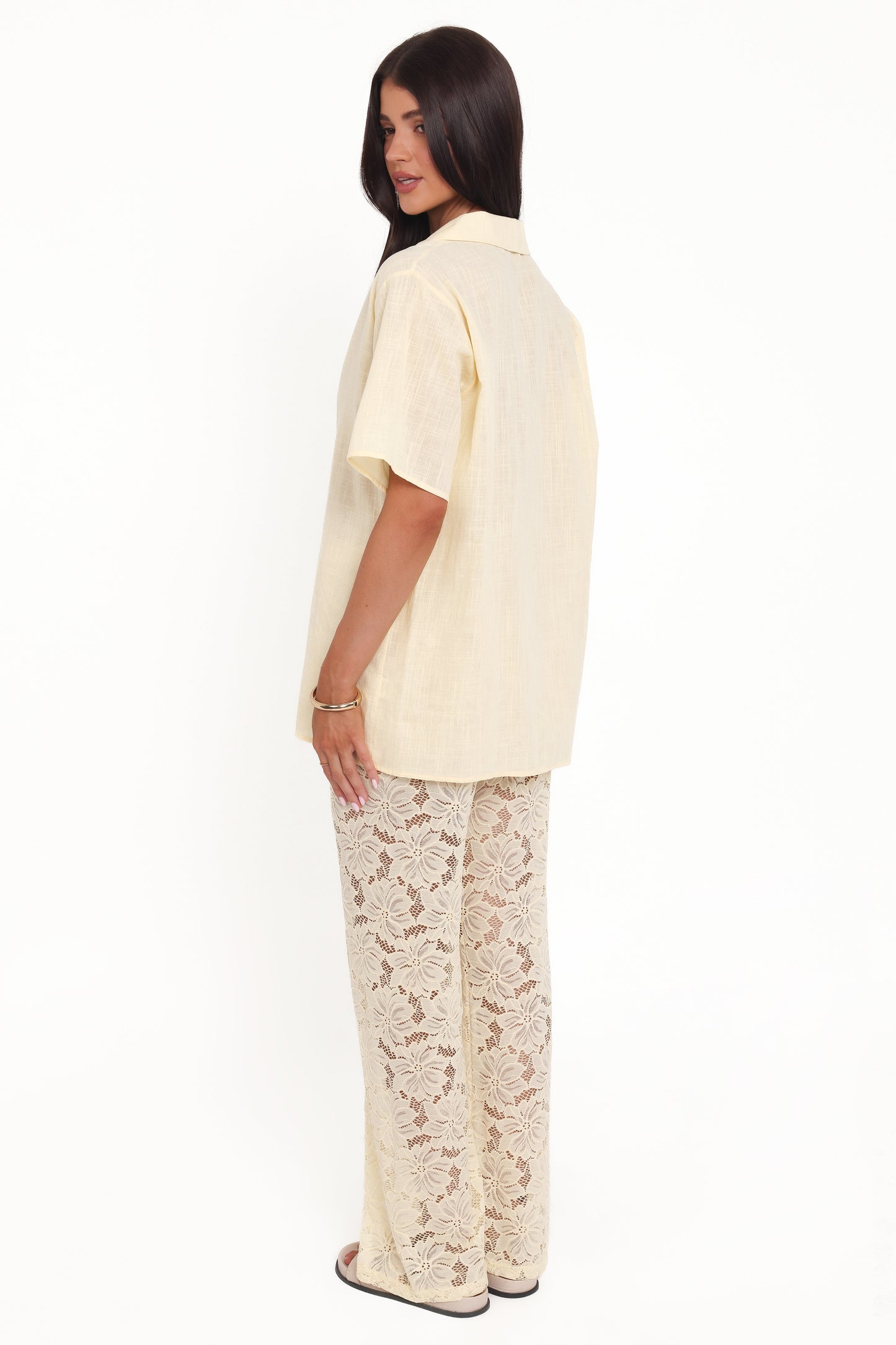 Mindy Lace Pant Set - Yellow