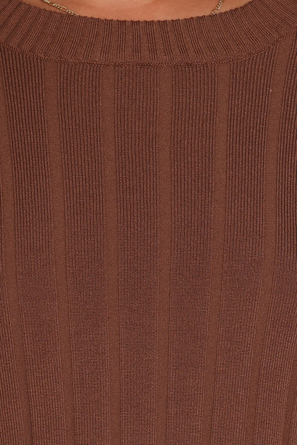 Silvie Long Sleeve Knitted Set - Chocolate