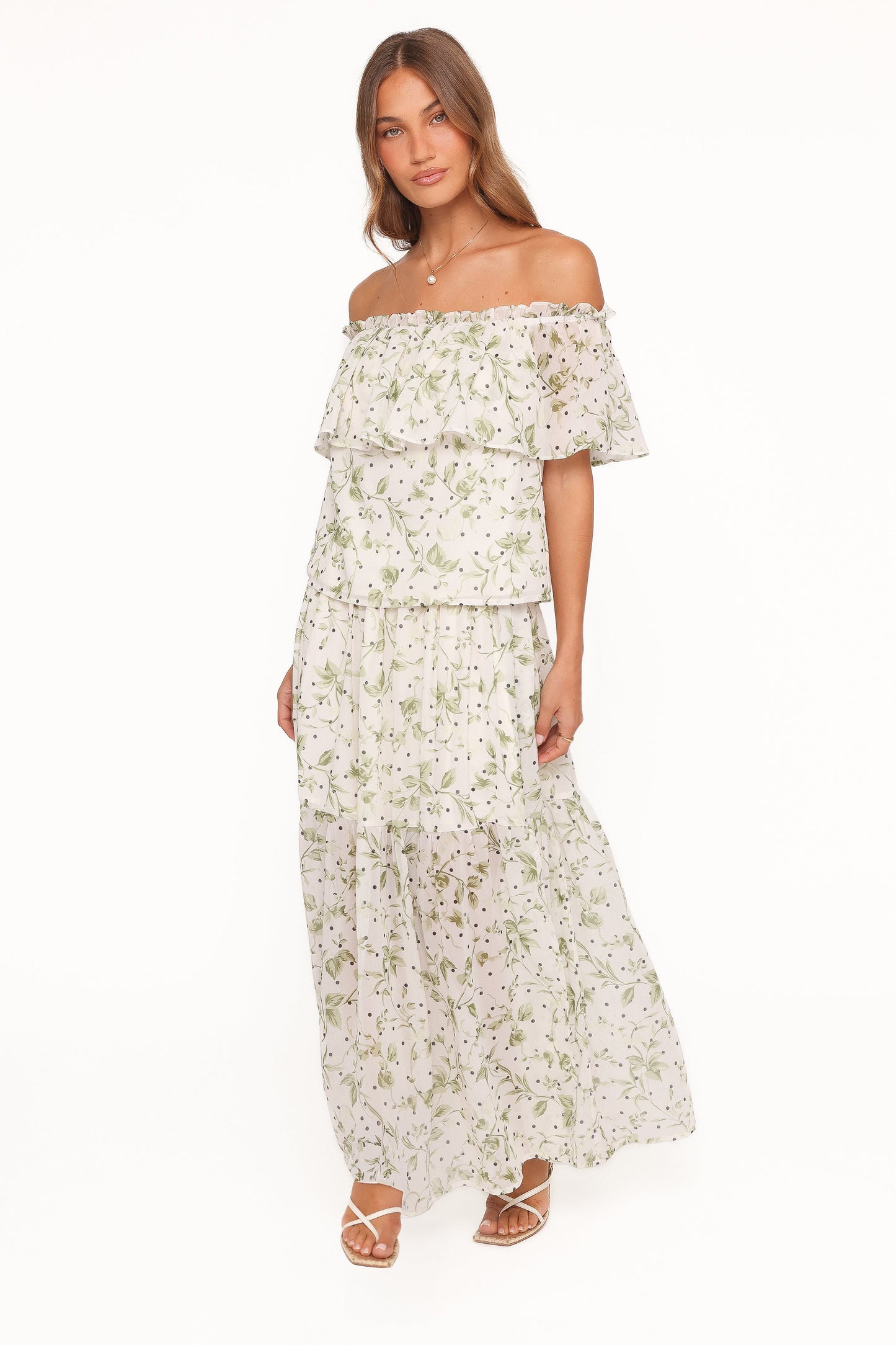 Vanessa Maxi Skirt Set - Green Leaf