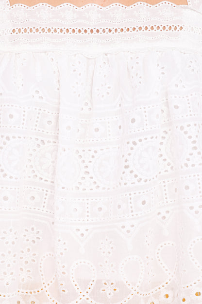 Aideen Eyelet Top - White