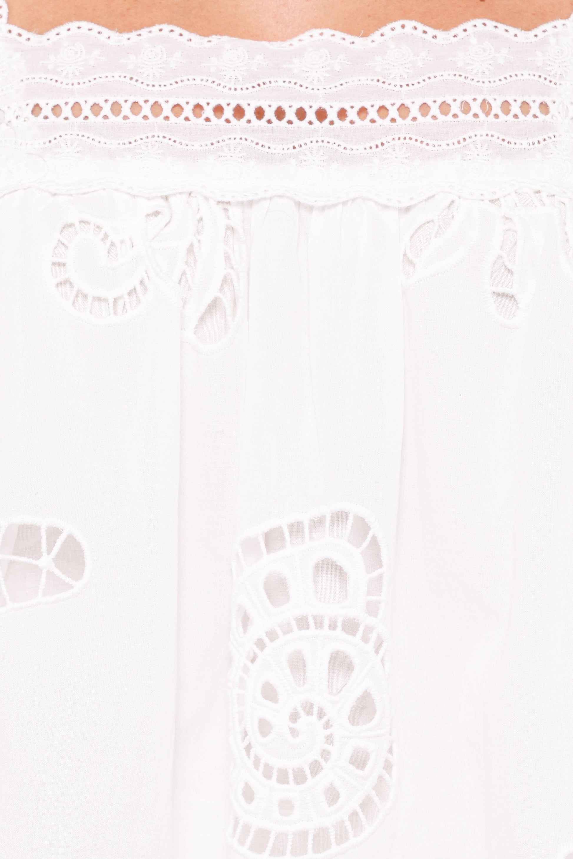 Aideen Eyelet Top - White Shell