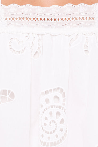 Aideen Eyelet Top - White Shell